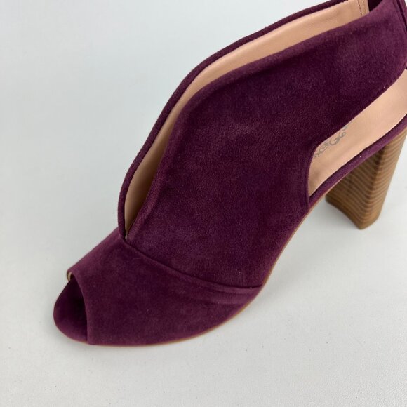 Brenda Zaro Womens Burgundy Suede Leather Peep Toe Block Heel Pumps size 10 10.5 - Picture 9 of 15